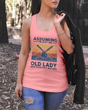 Load image into Gallery viewer, Assuming I;m Just An Old Lady Was Your First Mistake Gift For Softball Lovers Ladies Flowy Tank
