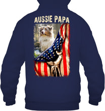 Load image into Gallery viewer, Aussie Papa America Flag Unique Custom Design For Dog Lovers Hoodie

