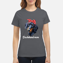 Load image into Gallery viewer, Dachshund Mom With Polka Dots Hair Red Bow Gift For Dog Lovers Ladies Tee
