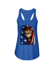 Load image into Gallery viewer, Lovely Tote Bag Cat In American Flag Gift For Cat Lovers Ladies Flowy Tank
