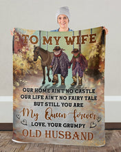 Load image into Gallery viewer, Cowboy Our Home Ain't No Castle Grumpy Old Husband Gift For Wife Sherpa Blanket
