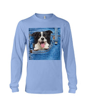 Load image into Gallery viewer, Border Collie In Denim Pocket Gift For Dog Lovers Unisex Long Sleeve
