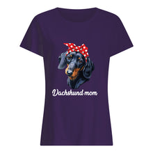 Load image into Gallery viewer, Dachshund Mom With Polka Dots Hair Red Bow Gift For Dog Lovers Ladies Tee
