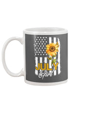Load image into Gallery viewer, Birthday Gift For July Girl American Flag With Sunflower Mug
