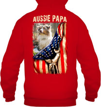Load image into Gallery viewer, Aussie Papa America Flag Unique Custom Design For Dog Lovers Hoodie
