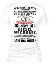 Load image into Gallery viewer, Assuming I'm Just A Woman - I'm A Spoiled Wife Of A Grumpy Old Diesel Mechanic Ladies V-Neck

