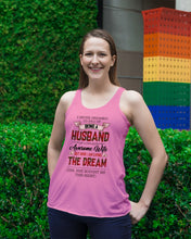 Load image into Gallery viewer, Being A Husband Of An Awesome Wife Gift For Family Plaid Red Ladies Flowy Tank
