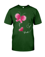 Load image into Gallery viewer, Faith Butterfly Breast Cancer Awareness Custom Design Guys Tee

