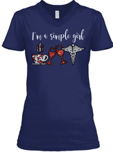 Load image into Gallery viewer, I'm A Simple Girl Veterinary Symbol Special Custom Design For Wine Lovers Ladies V-Neck
