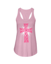Load image into Gallery viewer, Cross Breast Cancer Awareness  Special Custom Design Ladies Flowy Tank
