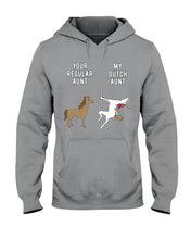 Load image into Gallery viewer, Funny Unicorn Difference Between Your Regular Aunt And My Dutch Aunt Hoodie
