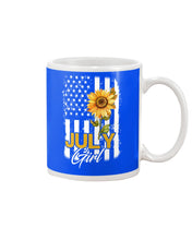 Load image into Gallery viewer, Birthday Gift For July Girl American Flag With Sunflower Mug
