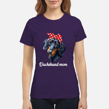 Load image into Gallery viewer, Dachshund Mom With Polka Dots Hair Red Bow Gift For Dog Lovers Ladies Tee
