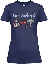 Load image into Gallery viewer, I'm A Simple Girl Veterinary Symbol Special Custom Design For Wine Lovers Ladies Tee
