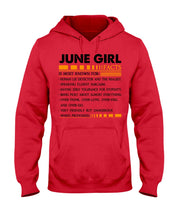 Load image into Gallery viewer, June Girl Facts Very Friendly But Dangerous Custom Design Hoodie
