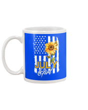 Load image into Gallery viewer, Birthday Gift For July Girl American Flag With Sunflower Mug
