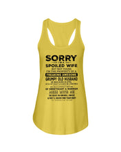 Load image into Gallery viewer, I’m A Spoiled Wife But Not Yours Grumpy Old Husband Was Born In April Ladies Flowy Tank
