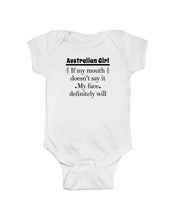 Load image into Gallery viewer, Australian  Girl My Face Definitely Will Say It For Personalized Nation Gift Baby Onesie
