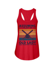 Load image into Gallery viewer, Assuming I;m Just An Old Lady Was Your First Mistake Gift For Softball Lovers Ladies Flowy Tank

