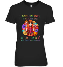 Load image into Gallery viewer, I Am Just An Old Lady Was Your First Mistake Hippie Ladies Tee
