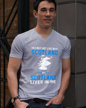 Load image into Gallery viewer, I May Not Live In Scotland But Scotland Lives In Me Custom Design Guys V-Neck
