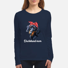 Load image into Gallery viewer, Dachshund Mom With Polka Dots Hair Red Bow Gift For Dog Lovers Unisex Long Sleeve
