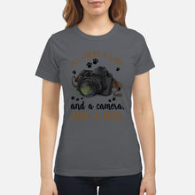 Load image into Gallery viewer, All I Need IS Love And A Camera And A Dog Gift For Dog Lovers Ladies Tee

