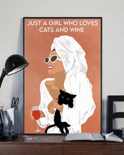 Load image into Gallery viewer, A Girl Loves Cats And Wine Unique Custom Design For Cat Lovers Vertical Poster
