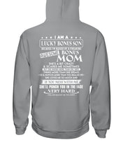 Load image into Gallery viewer, I Am A Lucky Bonus Son Because I'm Raised By A Freaking Awesome Mom Hoodie
