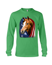 Load image into Gallery viewer, Horse Covered Into USA Flag Meaningful Gift For Men Unisex Long Sleeve
