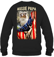 Load image into Gallery viewer, Aussie Papa America Flag Unique Custom Design For Dog Lovers Sweatshirt
