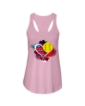 Load image into Gallery viewer, Lovely Phone Case My Heart Is On Field Gift For Softball Lovers Ladies Flowy Tank
