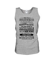Load image into Gallery viewer, Gift For Husband I'm The Property Of A Freaking Awesome Wife Who Was Born In September Unisex Tank Top
