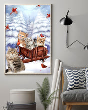 Load image into Gallery viewer, Cat Snow Pine Cardinal Gift For Cat Lovers Vertical Poster
