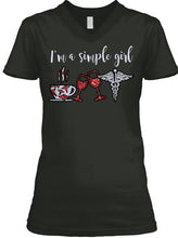 Load image into Gallery viewer, I'm A Simple Girl Veterinary Symbol Special Custom Design For Wine Lovers Ladies V-Neck
