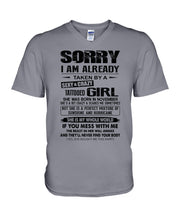 Load image into Gallery viewer, I'm Already Taken By November Sexy Crazy Girl For Birthday Gift Guys V-Neck
