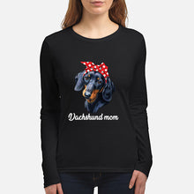 Load image into Gallery viewer, Dachshund Mom With Polka Dots Hair Red Bow Gift For Dog Lovers Unisex Long Sleeve
