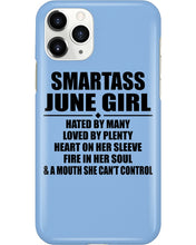 Load image into Gallery viewer, Birthday Gift For Smartass June GirlHeart On Her Sleeve Phone case
