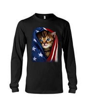 Load image into Gallery viewer, Lovely Tote Bag Cat In American Flag Gift For Cat Lovers Unisex Long Sleeve
