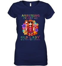 Load image into Gallery viewer, I Am Just An Old Lady Was Your First Mistake Hippie Ladies V-Neck

