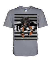 Load image into Gallery viewer, Dachshund Striped In My Heart Special Custom Design Guys V-Neck
