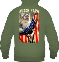 Load image into Gallery viewer, Aussie Papa America Flag Unique Custom Design For Dog Lovers Hoodie
