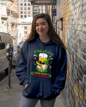 Load image into Gallery viewer, Baseball Drink Beer Day St Patrick's Day Gift For Baseball Lovers Hoodie
