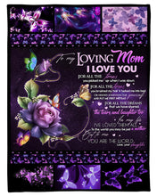 Load image into Gallery viewer, Daughter Gift For Loving Mom With Butterfly You're The World Fleece Blanket
