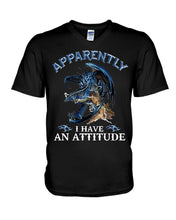 Load image into Gallery viewer, Apparently I Have An Attitude Blue Dragon Guys V-Neck
