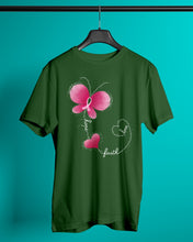 Load image into Gallery viewer, Faith Butterfly Breast Cancer Awareness Custom Design Guys Tee
