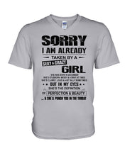 Load image into Gallery viewer, I'm Already Taken By A Sexy And Crazy Girl She Was Born In December Guys V-Neck
