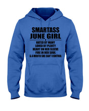 Load image into Gallery viewer, Birthday Gift For Smartass June GirlHeart On Her Sleeve Hoodie
