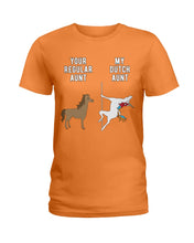 Load image into Gallery viewer, Funny Unicorn Difference Between Your Regular Aunt And My Dutch Aunt Ladies Tee
