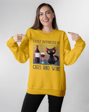 Load image into Gallery viewer, Easily Distracted By Cats And Wine Special Custom Design Sweatshirt
